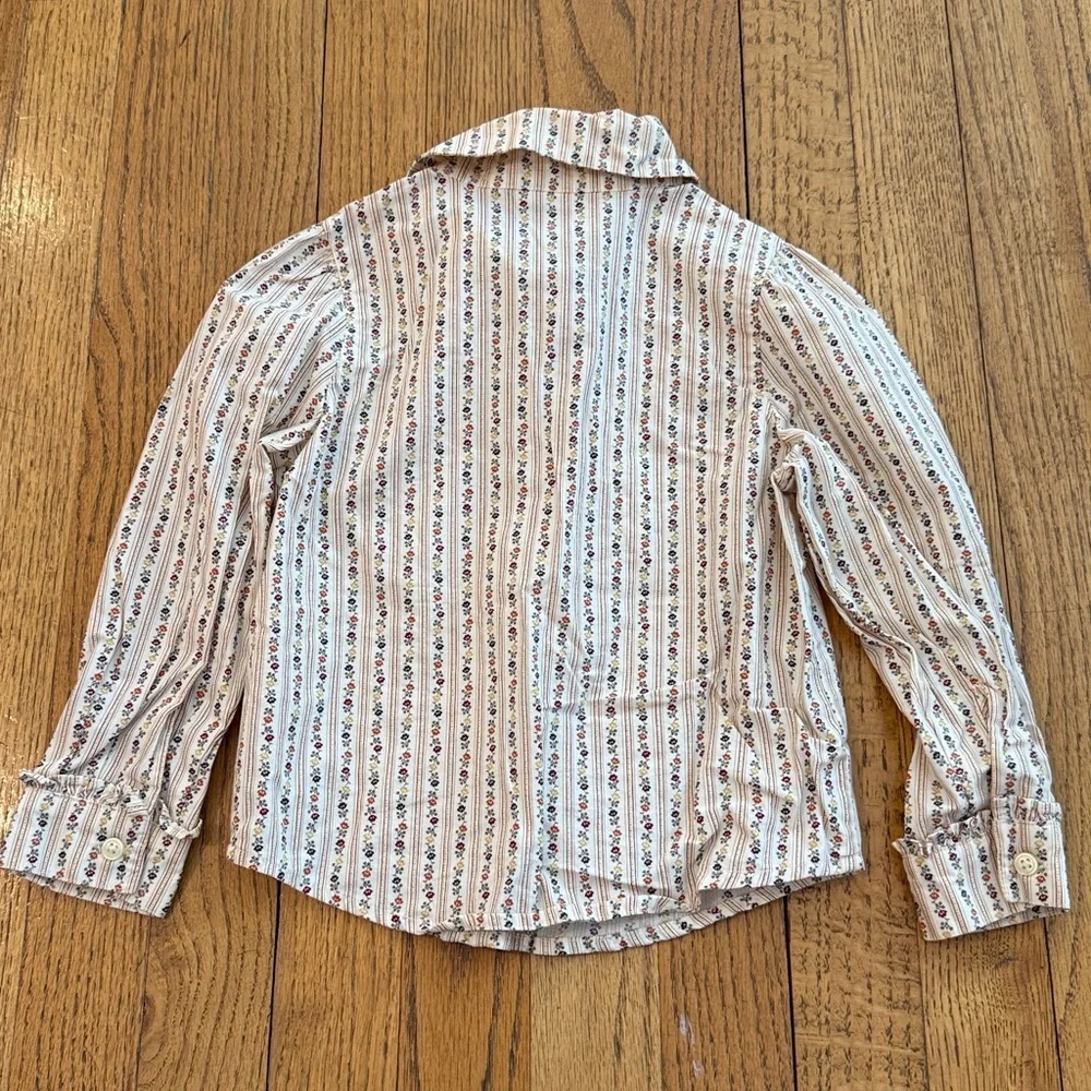 Gymboree Vintage Floral Ruffle Shirt size 4 100% Cotton EUC